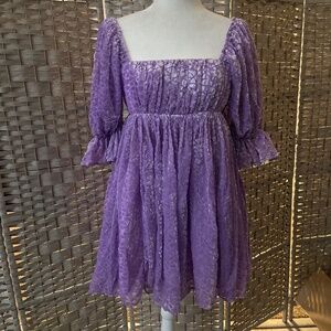 Smak Parlour Lavender Heart Velvet Love Interest Babydoll Dress (Small/4)